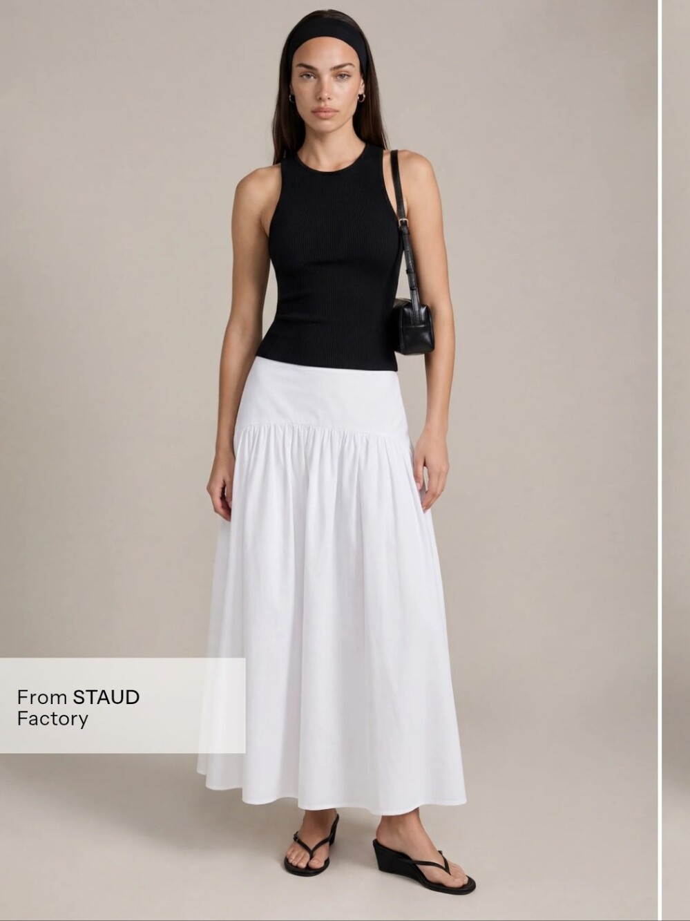 NWT CAARA Vashti Cotton Drop Waist Tiered Maxi Skirt White Size 4 Staud Style